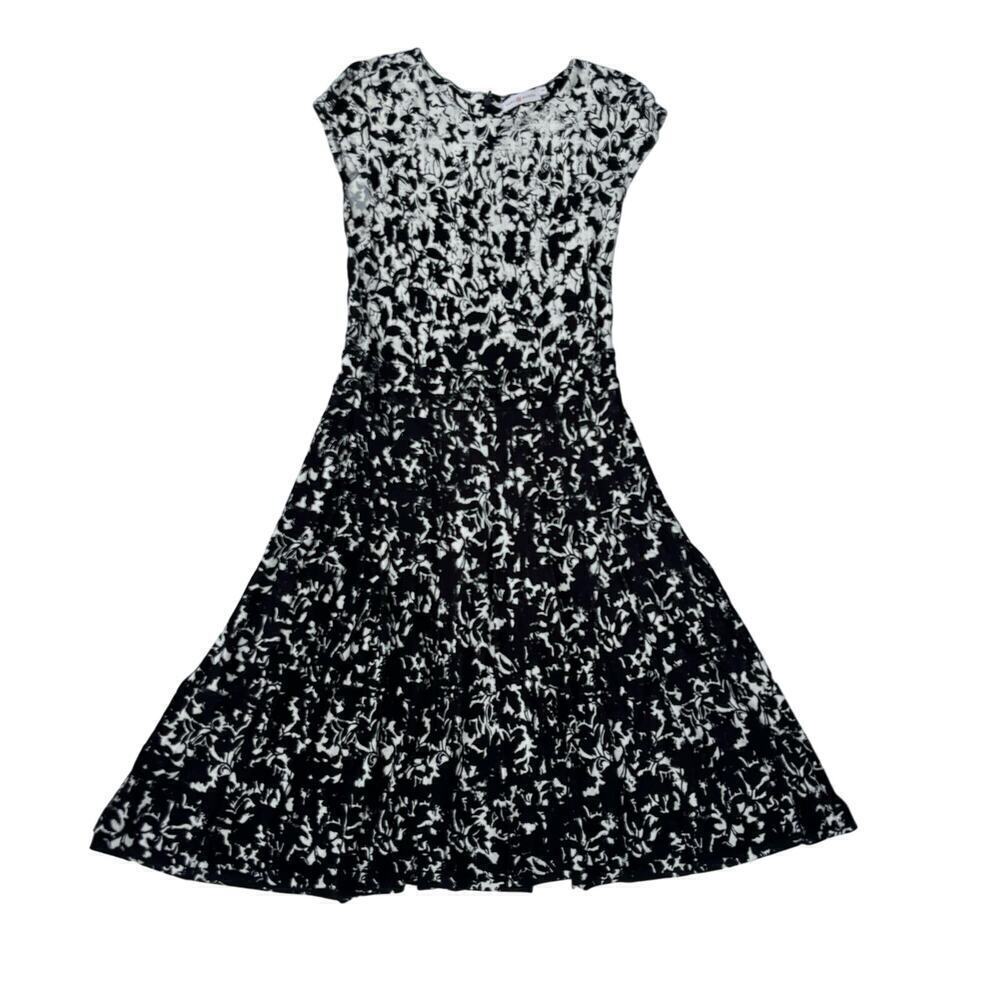 Tory Burch Sophia Black and White Floral Print Mid-length Dress Size Small - Picture 7 of 9